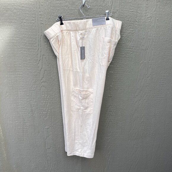 NWT Soft Surroundings Plus Size 1X Linen Blend Straight Leg Crop Pants Ivory NEW - Picture 1 of 11